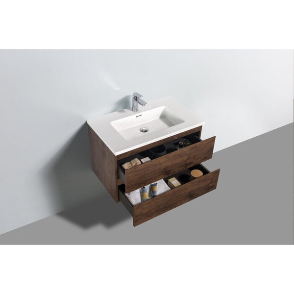 Badkamermeubel Tieme 80x50x48cm + witte wastafel - mat donker eiken