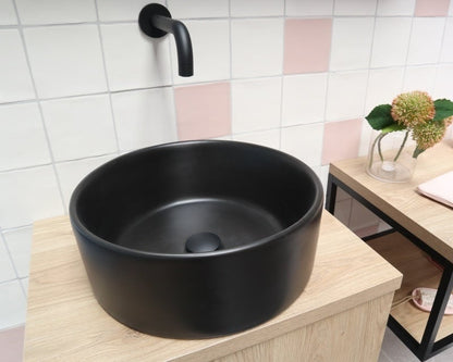 Lorens Cylinder Washbasin 40x40x15cm Matt Black