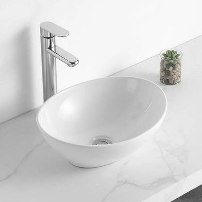 Waskom Opbouw Lorens Ovaal 40x33x14.5cm Wit - WDtegels