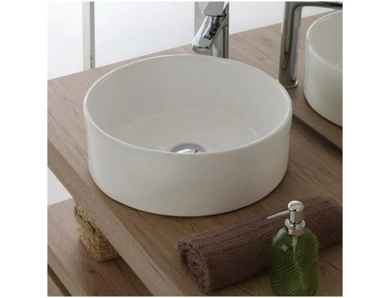 Waskom Opbouw Lorens Cilinder 40x40x15cm Wit - WDtegels