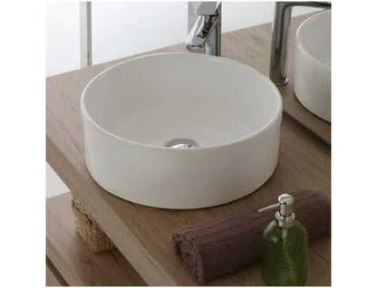 Waskom Opbouw Lorens Cilinder 40x40x15cm Wit - WDtegels