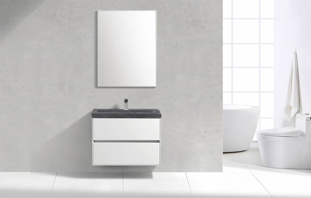 Badmeubel Compact Stone Greeploos 80 Hoogglans Wit