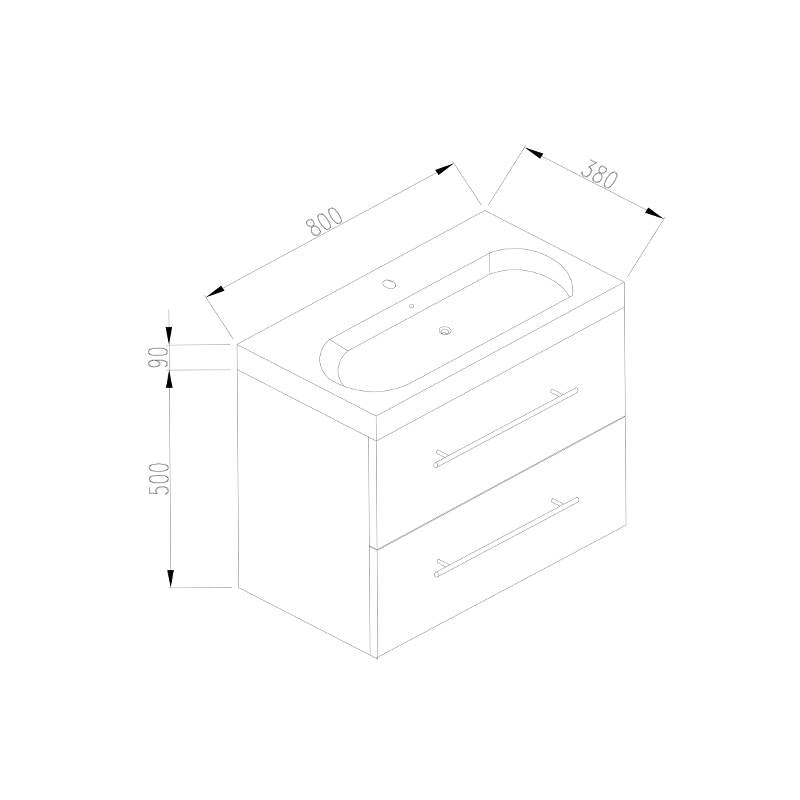 Badmeubel Compact Line 80 Hoogglans Antraciet