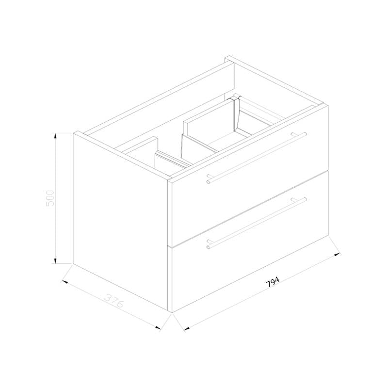 Badmeubel Compact Stone 80 Hoogglans Antraciet