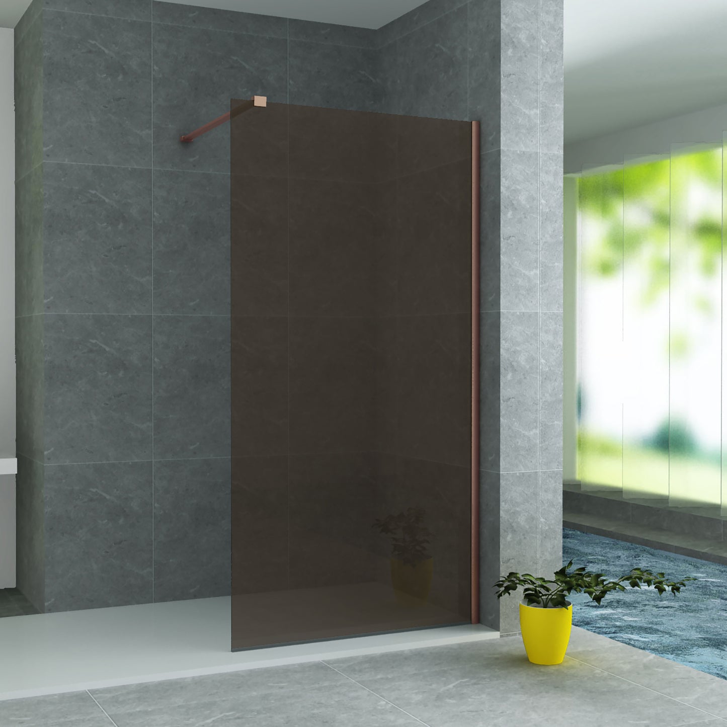 Aloni Inloopdouche | 100X200cm | Geborsteld Koper | Champagne Glas - WDtegels