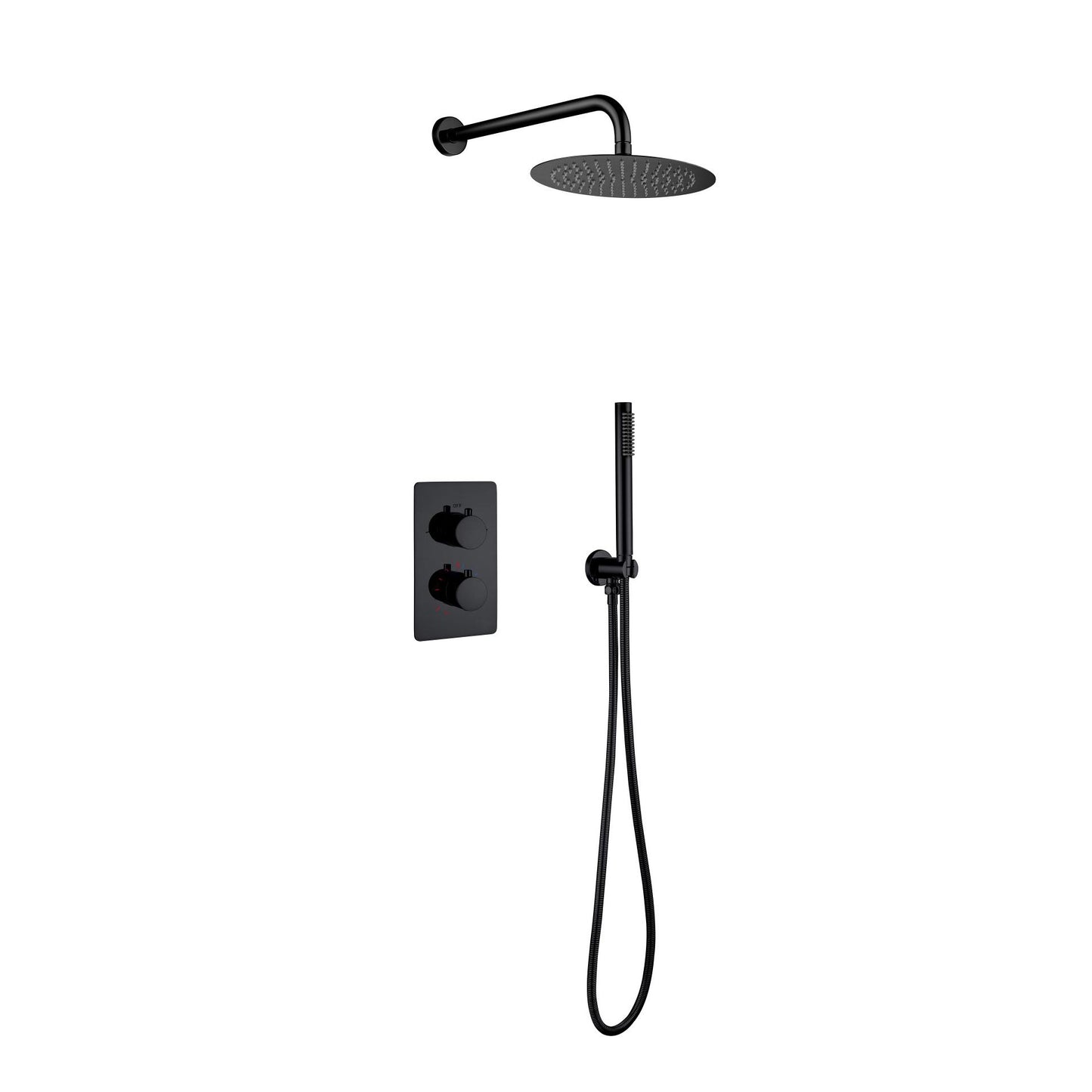Aloni Inbouw Thermostatische Doucheset | Ø25cm| Regendouchekop | Mat Zwart - WDtegels