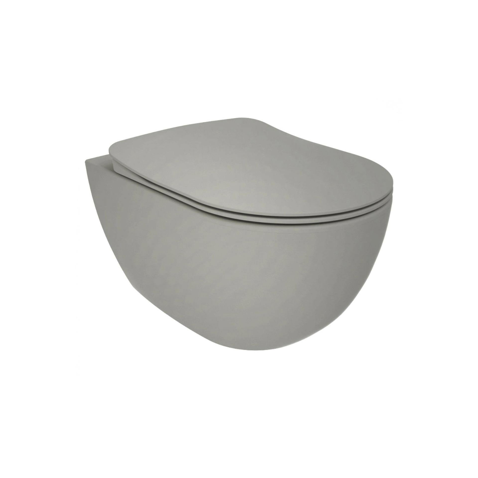 Creavit Design Hangend Toilet - 35.3x51cm - Spoelrandloos - Koelgrijs - WDtegels