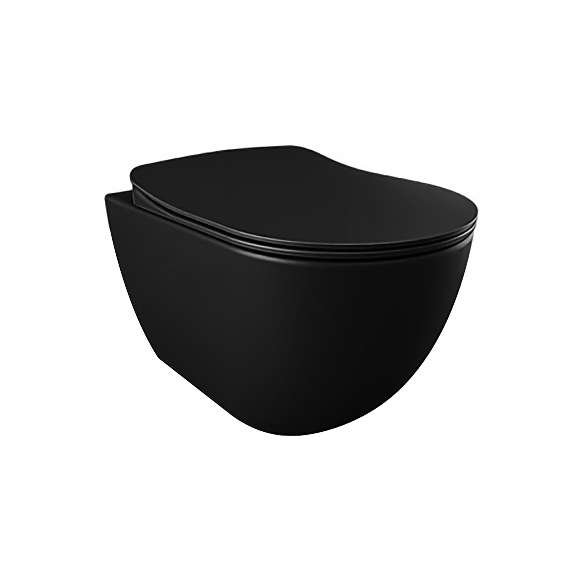 Creavit Design Hangend Toilet - 35.3x51cm - Spoelrandloos - Mat Zwart - WDtegels