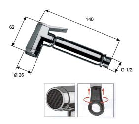 Wiesbaden knijp handdouche 1/2'' mess.verchroomd - WDtegels