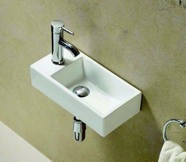 Fonteinset keramisch met kraan en afvoer Pax Links | 40.5x20x10.5cm | Wit