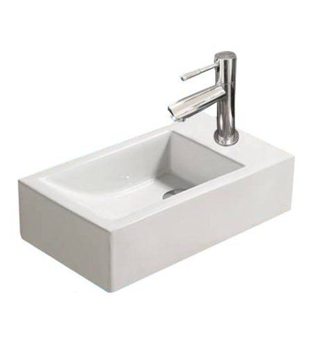 Fonteinset keramisch met kraan en afvoer Qubic Rechts | 45x25x12cm | Wit