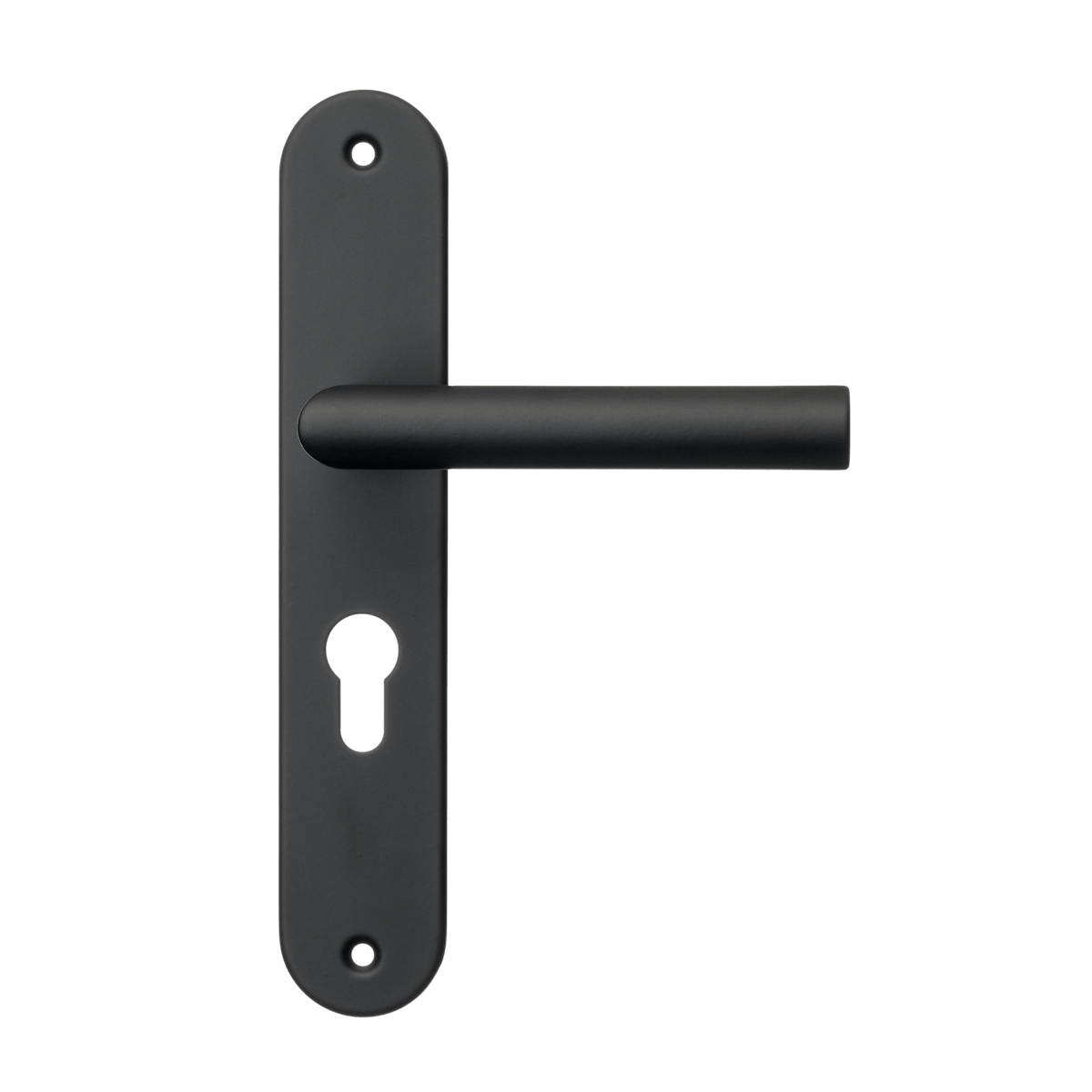 Deurklink Belluno in zwart met cilindergat 55 mm