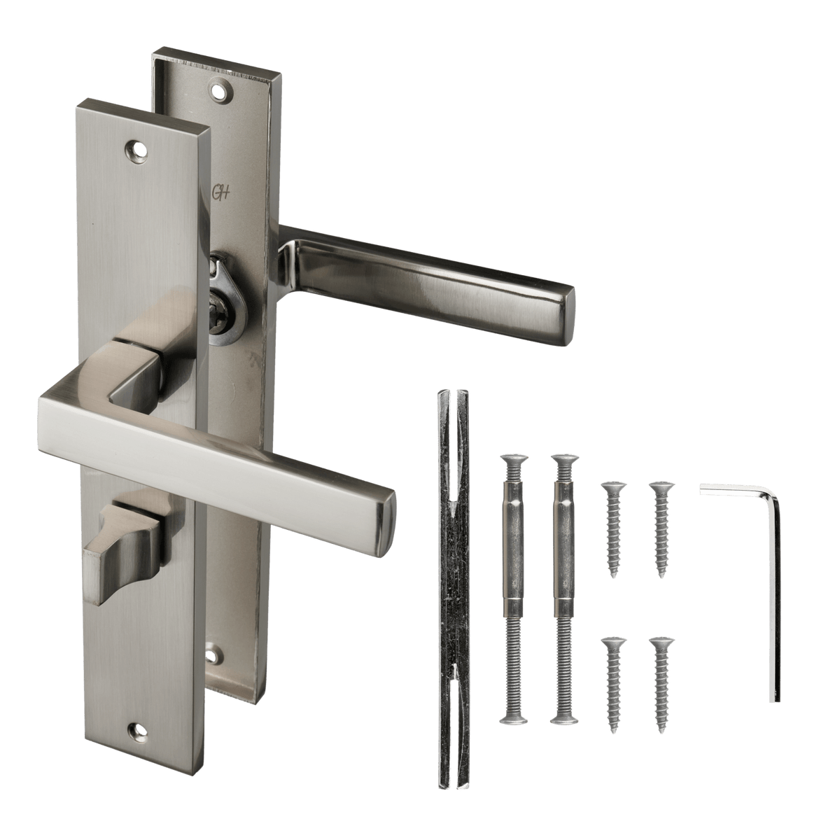 Deurklink Grado in RVS met WC-sluiting 63 mm met bevestigingsmateriaal