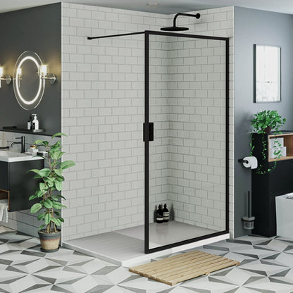 Inloopdouche Olivia 110x200cm Helder Glas Mat Zwart Raamwerk - WDtegels