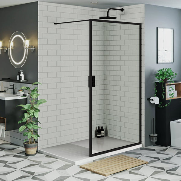 Inloopdouche Olivia 120x200cm Helder Glas Mat Zwart Raamwerk
