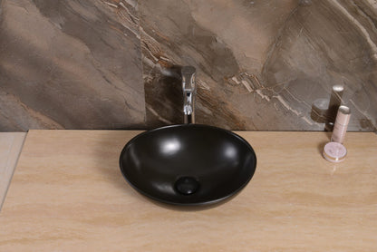 Waskom Opbouw Lorens Ovaal 40x33x14.5cm Mat Zwart - WDtegels