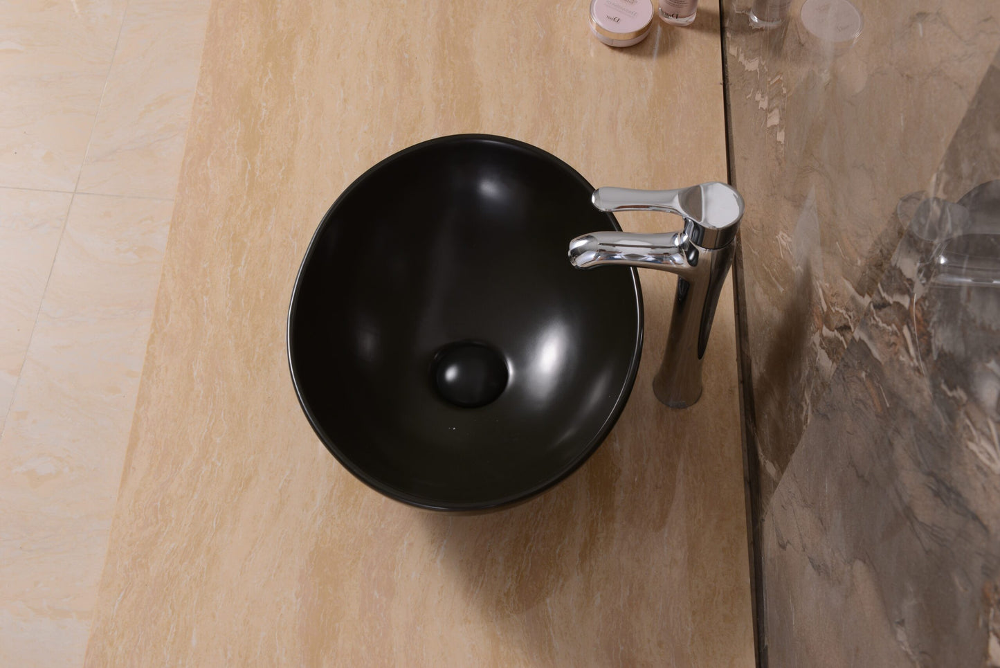 Waskom Opbouw Lorens Ovaal 40x33x14.5cm Mat Zwart - WDtegels