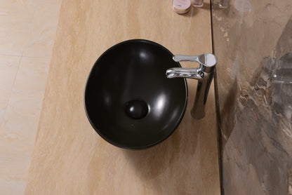 Waskom Opbouw Lorens Ovaal 40x33x14.5cm Mat Zwart - WDtegels