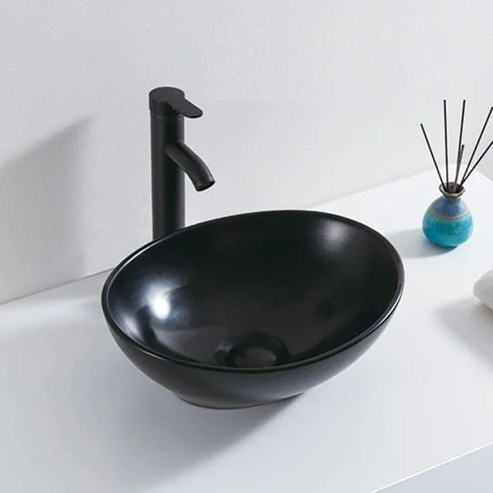 Lavabo sobre encimera Lorens Ovalado | 40x33x14.5cm | Negro mate