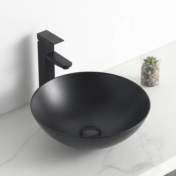 Lavabo de encimera Lorens redondo | 40x40x13.5cm | Negro mate