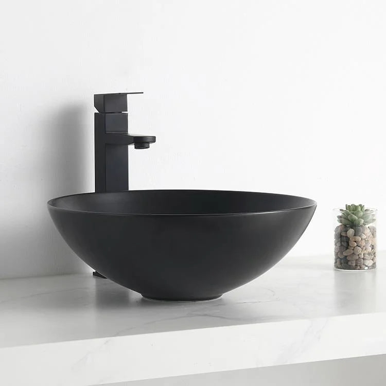 Waskom Opbouw Lorens Rond 40x40x13.5cm Mat Zwart - WDtegels