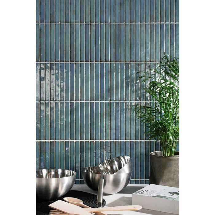 Pencil Raku Turquoise mozaiektegel 35x35cm