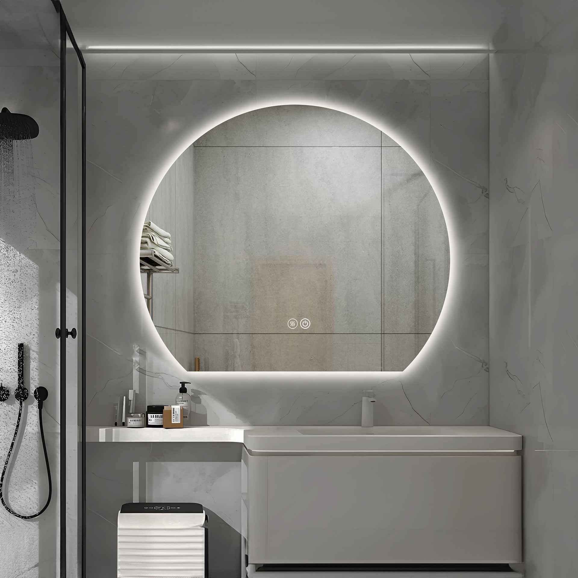 Aloni Zonsopkomst badkamerspiegel 120x100cm met LED-verlichting