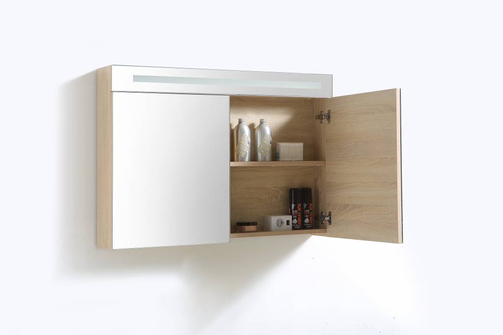 Spiegelkast 80 met LED verlichting Light Wood