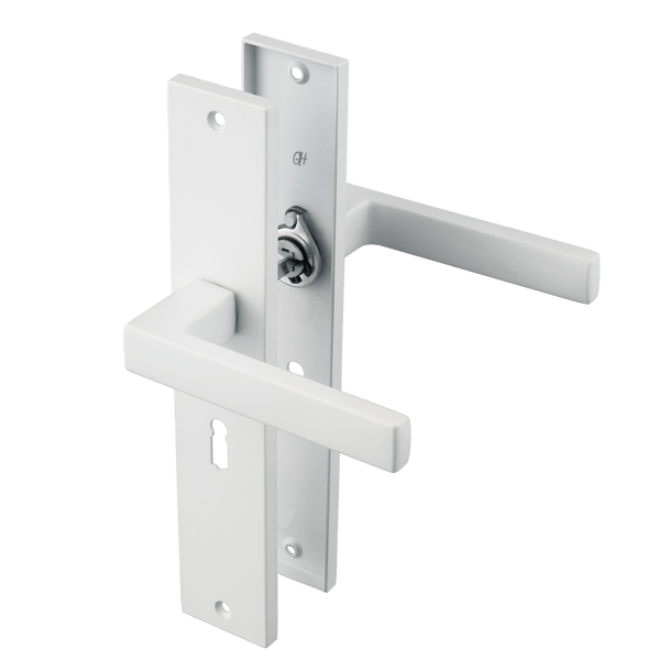 Lorto - Witte Deurklink Sleutelgat Recht Lang Schild - SL 56 mm
