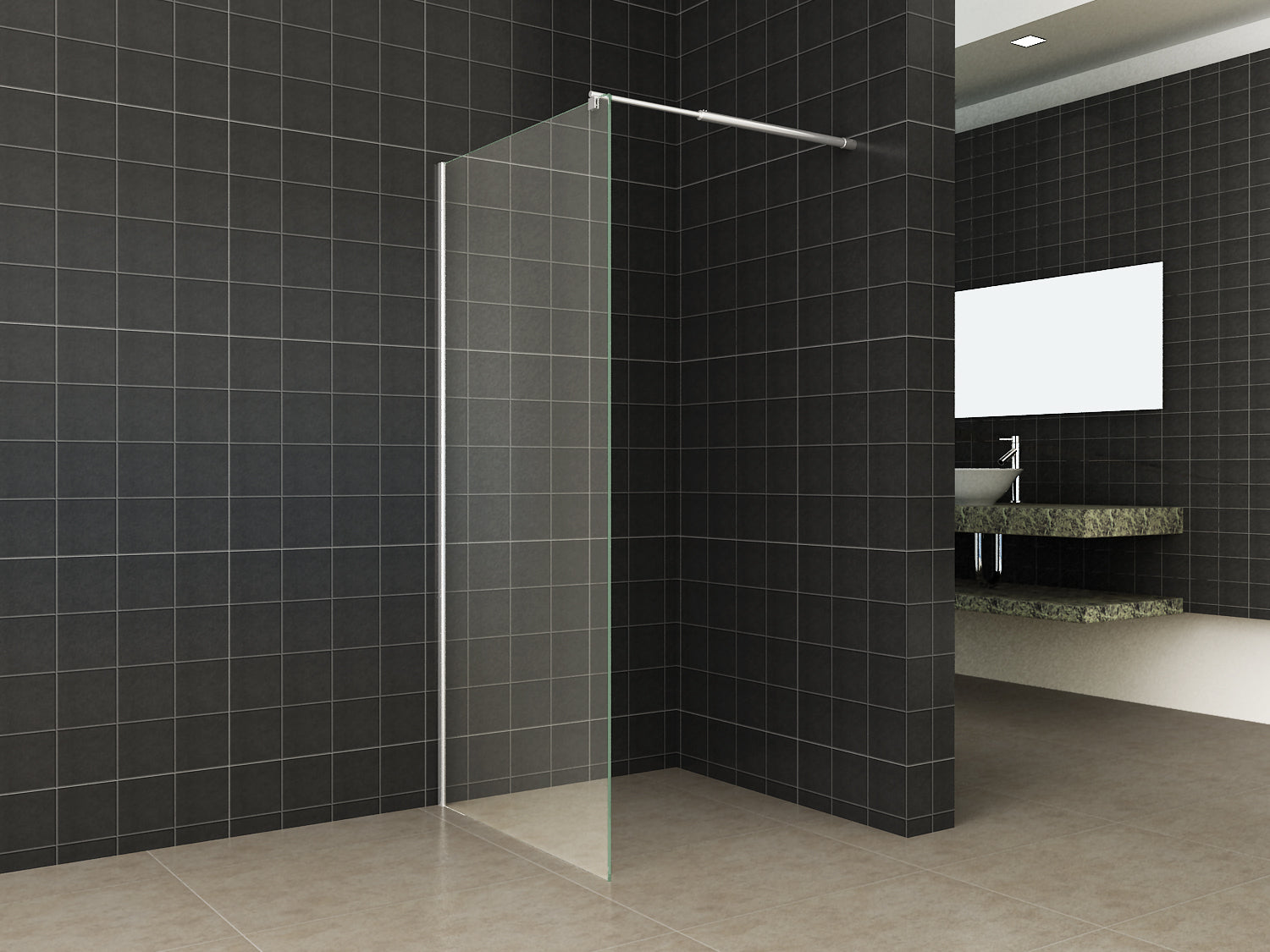 Wiesbaden Eco zijwand voor Eco nisdeur 1000x1950 6mm - WDtegels
