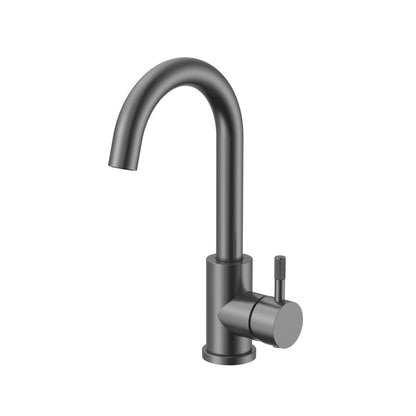Stria Wastafelmengkraan | Gebogen Uitloop | Draaibare Hendel | Gunmetal PVD - WDtegels