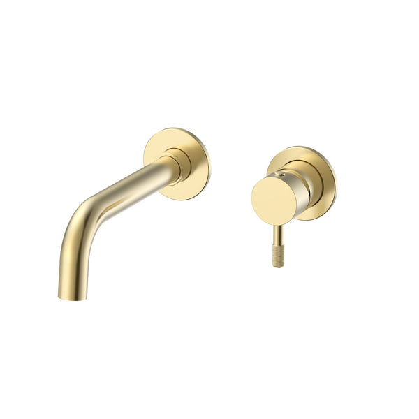 Stria Finish Set Wastafelmengkraan | Inbouw | Verfijnd Geribbelde Hendel | Geborsteld Goud