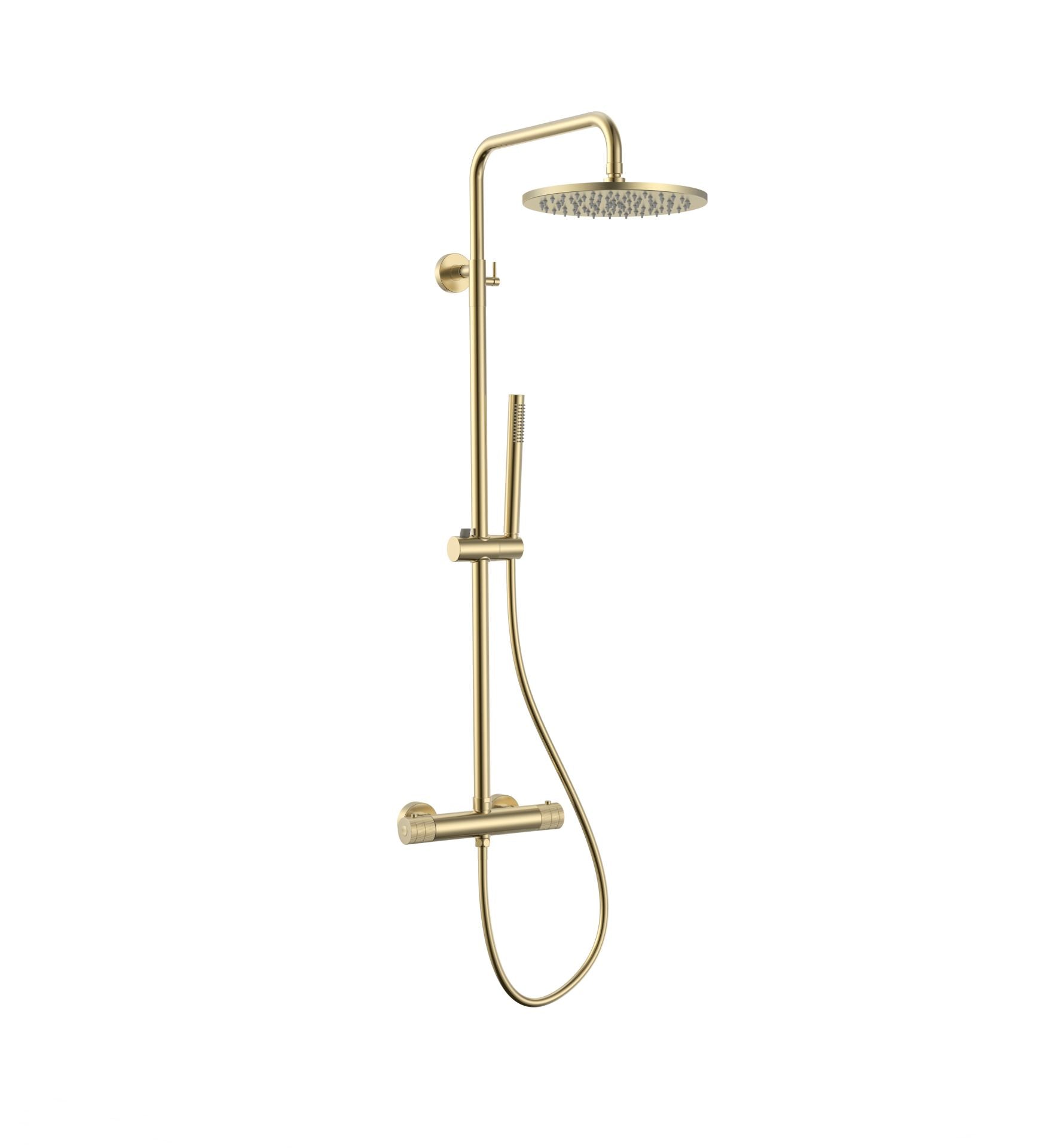 Stria Regendoucheset Ø30cm | Thermostatisch | Opbouw | Geborsteld goud - WDtegels