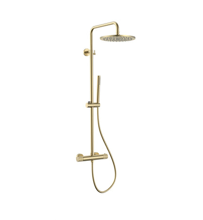Stria Regendoucheset Ø30cm | Thermostatisch | Opbouw | Geborsteld goud - WDtegels