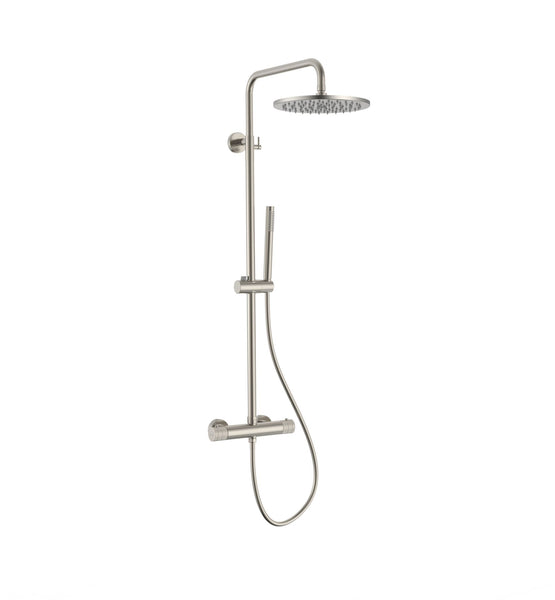 Stria Regendoucheset Ø30cm | Thermostatisch | Opbouw | Geborsteld RVS