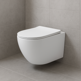 Aloni Pro Hangend Toilet | 36x32x49cm | Tornadospoeling | Randloos | met Zitting | Soft Close | Quick Release | Compact | Mat Wit - WDtegels