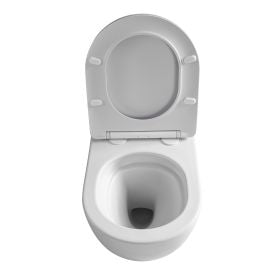 Aloni Pro Hangend Toilet | 36x32x49cm | Tornadospoeling | Randloos | met Zitting | Soft Close | Quick Release | Compact | Mat Wit - WDtegels