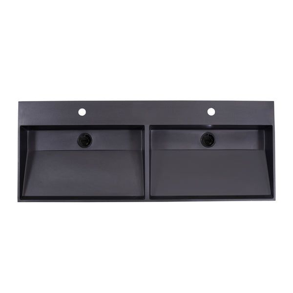 Lavabo doble Quartz Trend de 120 cm con 2 orificios para grifería