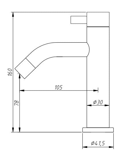 Fonteinkraan laag 16 cm RVS - WDtegels