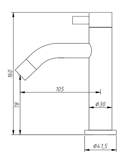 Fonteinkraan laag 16 cm RVS - WDtegels