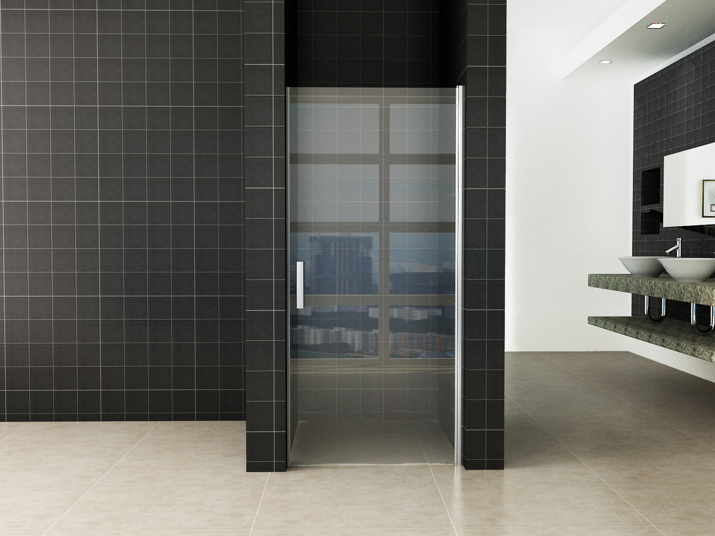 Wiesbaden Eco nisdeur met profiel 90x195 cm 6mm - WDtegels