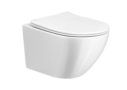 Nibiru rimless wandcloset met toiletzitting softclose en quick release glans wit - WDtegels