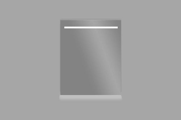 Espejo de aluminio de 58x70cm con iluminación LED e iluminación inferior, incluyendo desempañador.