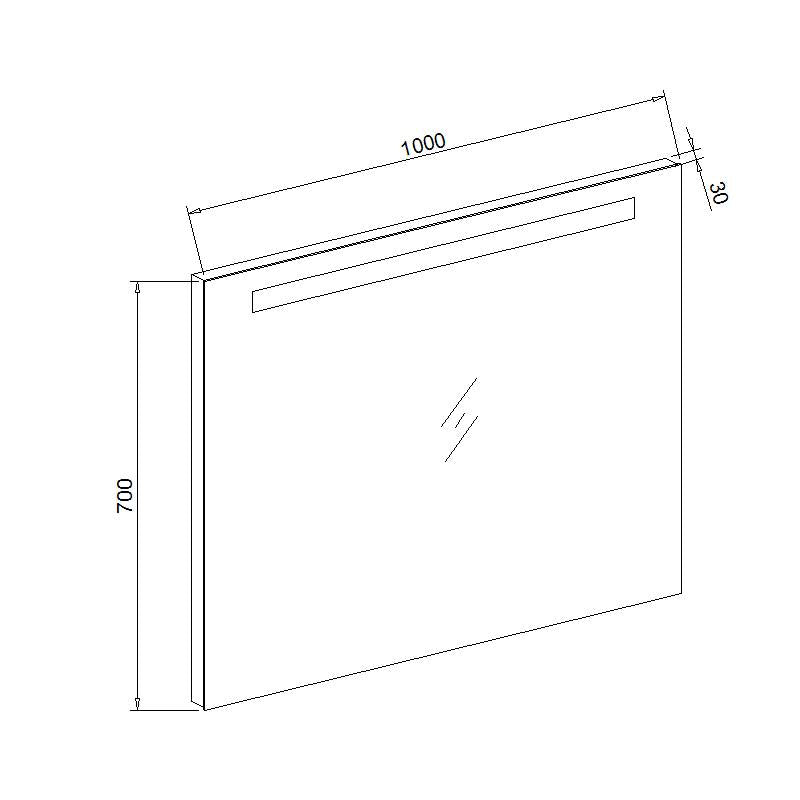 Aluminium spiegel met LED verlichting en onderverlichting 100 inclusief spiegelverwarming