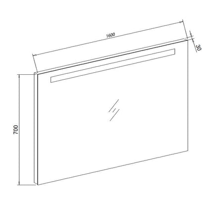 Aluminium spiegel met LED verlichting en onderverlichting 160 inclusief spiegelverwarming - WDtegels