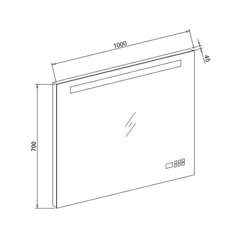 Aluminium spiegel met LED verlichting, radio en bluetooth 100 met spiegelverwarming - WDtegels