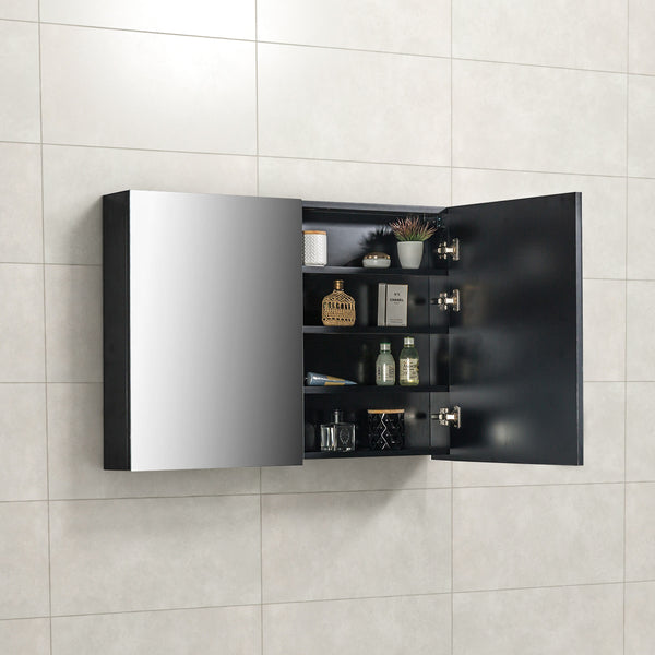 Armario con espejo Tieme 100x70x16cm negro mate