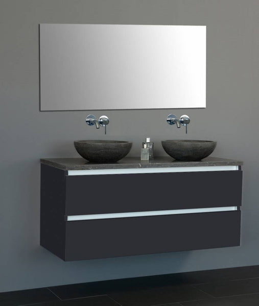 Badmeubel Trend Dynasty met 2 ronde kommen 120 Hoogglans Antraciet