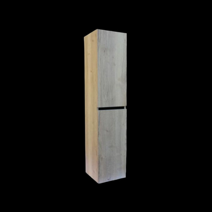 Kolomkast Trendline 160 Natural Oak met greeplijst mat zwart - WDtegels