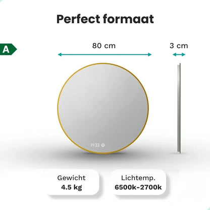Badkamerspiegel - 80 cm - Goud Frame